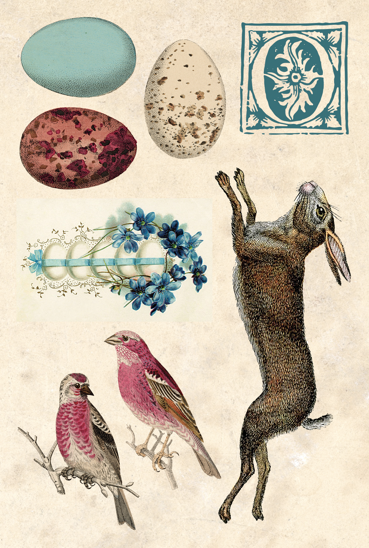 Rabbit’s Round Ostara Collage Sheet 3